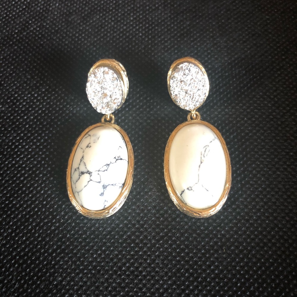 Marble and Silver druzy earrings